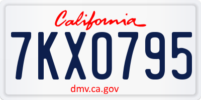 CA license plate 7KXO795