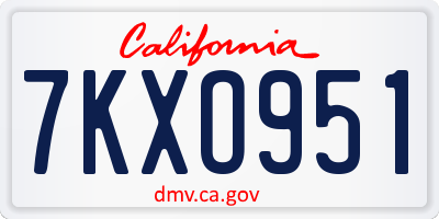CA license plate 7KXO951