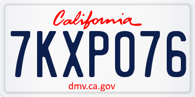 CA license plate 7KXP076