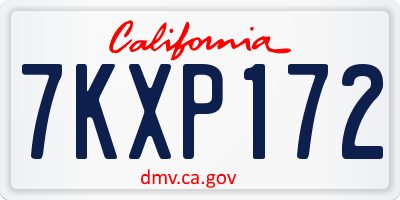 CA license plate 7KXP172