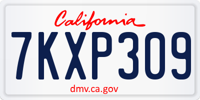 CA license plate 7KXP309