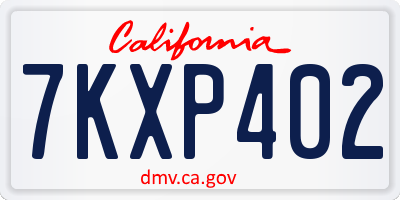 CA license plate 7KXP402