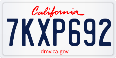 CA license plate 7KXP692