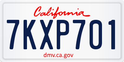 CA license plate 7KXP701