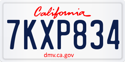 CA license plate 7KXP834