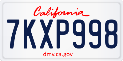 CA license plate 7KXP998