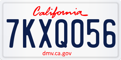 CA license plate 7KXQ056