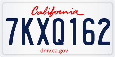 CA license plate 7KXQ162