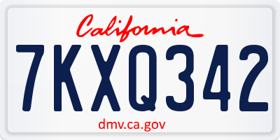 CA license plate 7KXQ342
