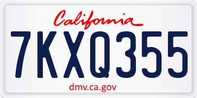 CA license plate 7KXQ355