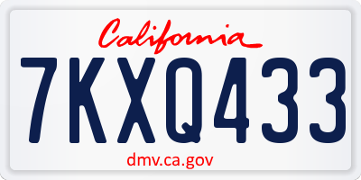 CA license plate 7KXQ433