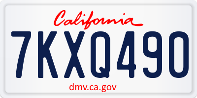 CA license plate 7KXQ490
