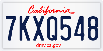 CA license plate 7KXQ548