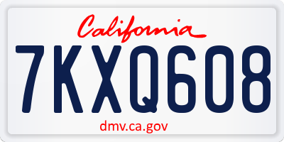 CA license plate 7KXQ608