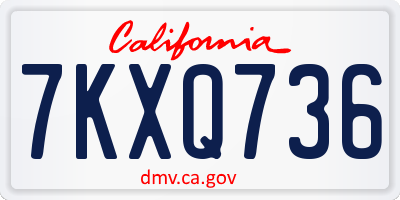 CA license plate 7KXQ736