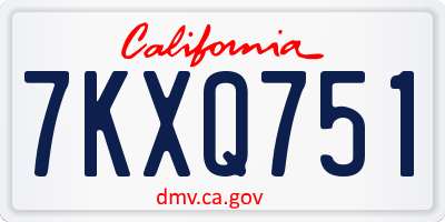 CA license plate 7KXQ751