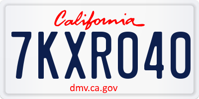 CA license plate 7KXR040