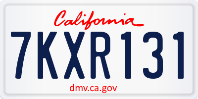 CA license plate 7KXR131