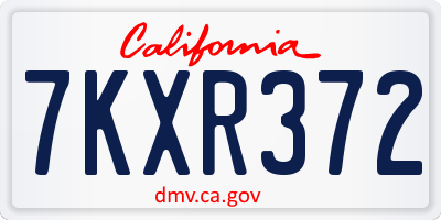 CA license plate 7KXR372