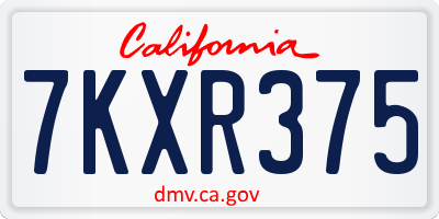 CA license plate 7KXR375
