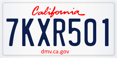 CA license plate 7KXR501