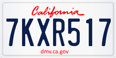 CA license plate 7KXR517