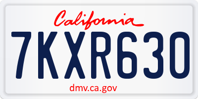 CA license plate 7KXR630
