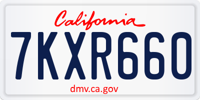 CA license plate 7KXR660