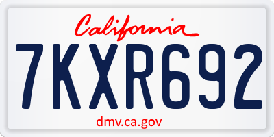 CA license plate 7KXR692