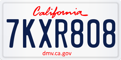 CA license plate 7KXR808