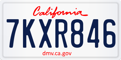 CA license plate 7KXR846