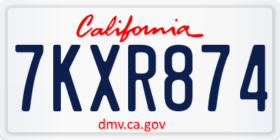 CA license plate 7KXR874