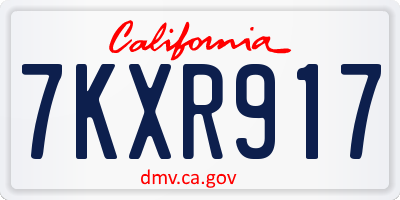 CA license plate 7KXR917