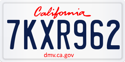 CA license plate 7KXR962