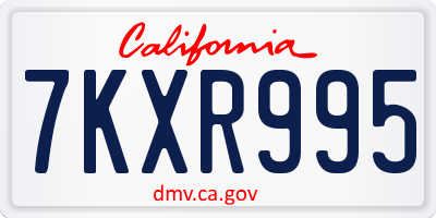 CA license plate 7KXR995