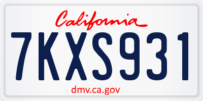 CA license plate 7KXS931