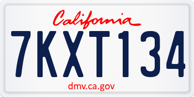 CA license plate 7KXT134