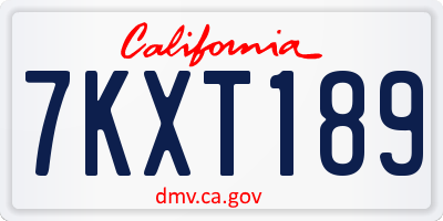 CA license plate 7KXT189