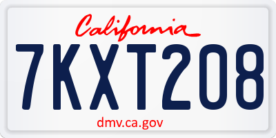 CA license plate 7KXT208