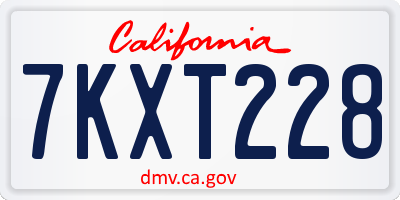 CA license plate 7KXT228