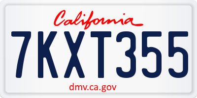 CA license plate 7KXT355
