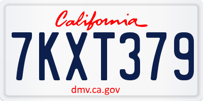 CA license plate 7KXT379