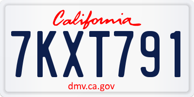 CA license plate 7KXT791
