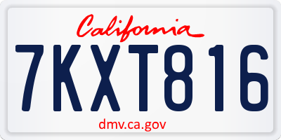 CA license plate 7KXT816