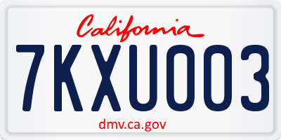 CA license plate 7KXU003