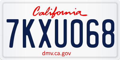 CA license plate 7KXU068