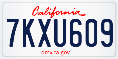 CA license plate 7KXU609