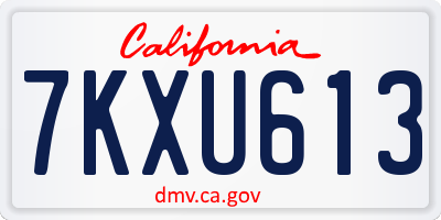 CA license plate 7KXU613