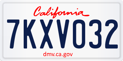 CA license plate 7KXV032