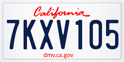 CA license plate 7KXV105